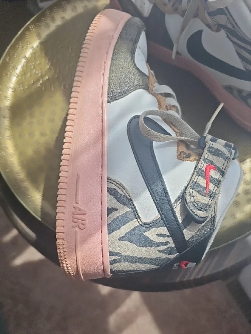 Nike Air Force 1 Mid Safari Animal Mix Leopard Zebra Pink Sole Sneaker Y6.5, W8